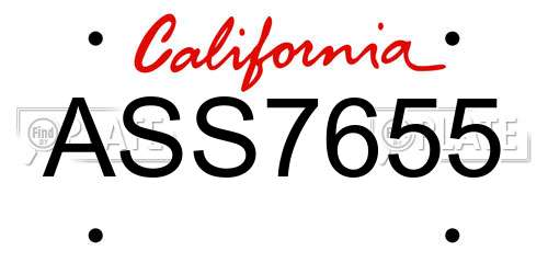 ASS7655 California License Plate