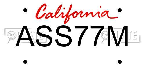 ASS77M California License Plate