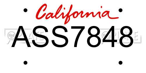 ASS7848 California License Plate