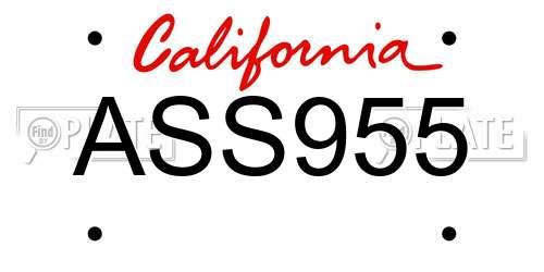 ASS955 California License Plate