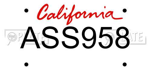 ASS958 California License Plate