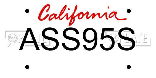 ASS95S California License Plate