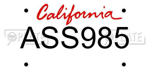 ASS985 California License Plate