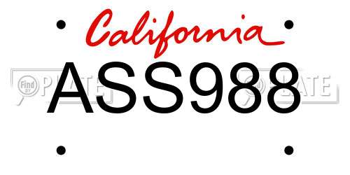 ASS988 California License Plate