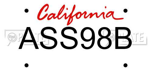 ASS98B California License Plate