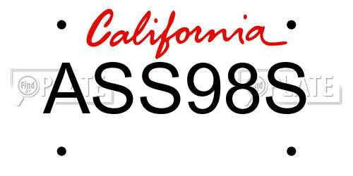 ASS98S California License Plate