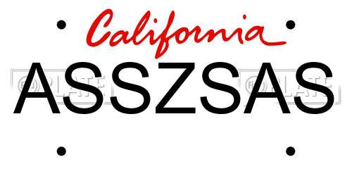 ASSZSAS California License Plate