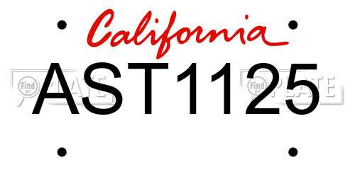 AST1125 California License Plate