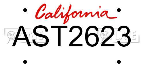 AST2623 California License Plate