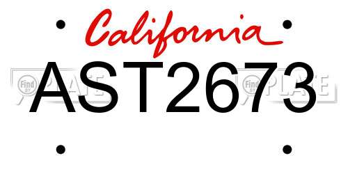 AST2673 California License Plate