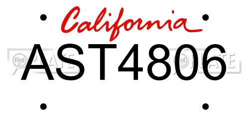 AST4806 California License Plate