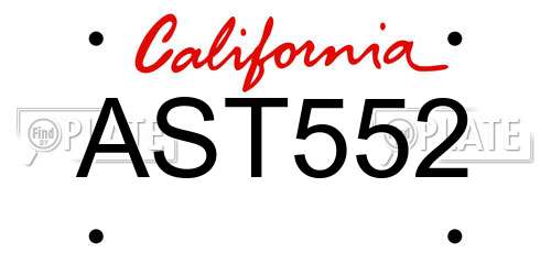AST552 California License Plate