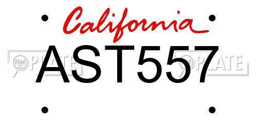 AST557 California License Plate