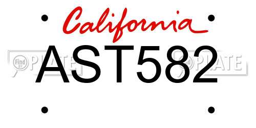 AST582 California License Plate