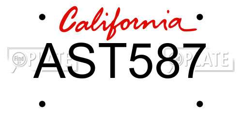 AST587 California License Plate