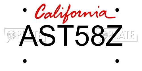 AST58Z California License Plate