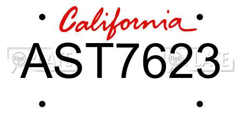 AST7623 California License Plate