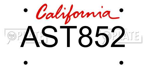 AST852 California License Plate