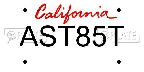 AST85T California License Plate