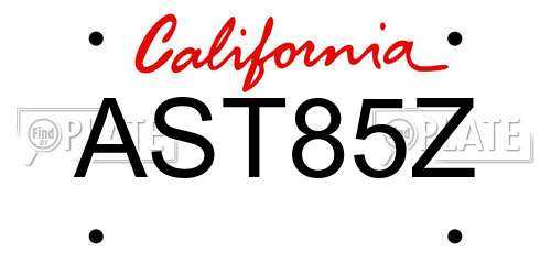 AST85Z California License Plate