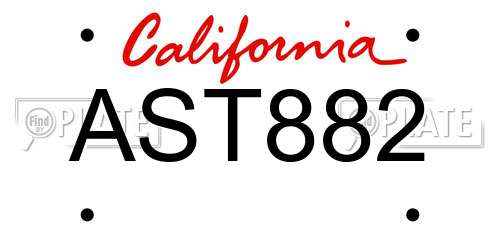 AST882 California License Plate