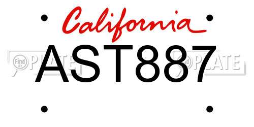 AST887 California License Plate