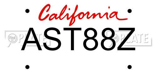 AST88Z California License Plate