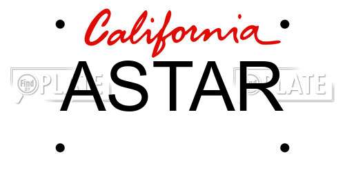 ASTAR California License Plate