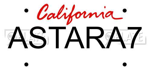ASTARA7 California License Plate