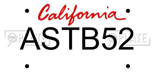 ASTB52 California License Plate