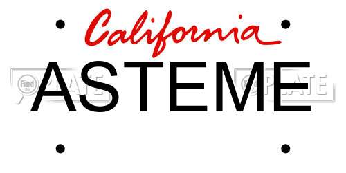 ASTEME California License Plate