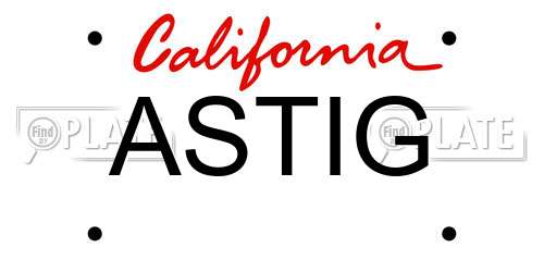 ASTIG California License Plate