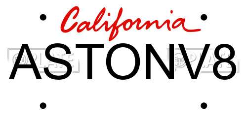 ASTONV8 California License Plate