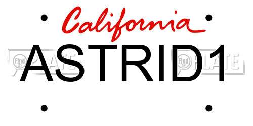 ASTRID1 California License Plate