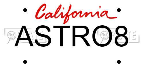 ASTRO8 California License Plate