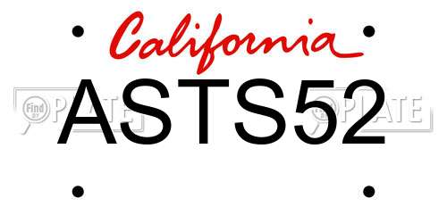 ASTS52 California License Plate