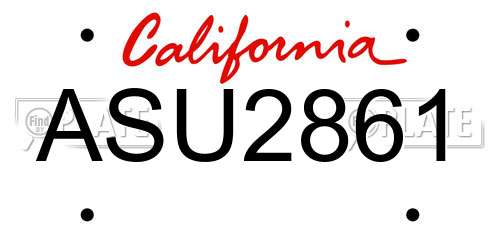 ASU2861 California License Plate