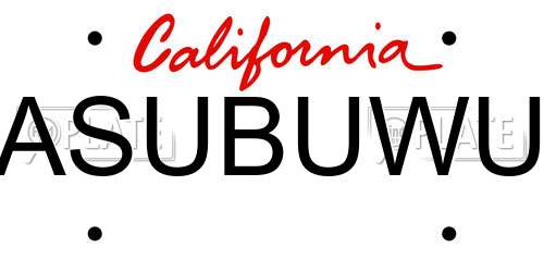 ASUBUWU California License Plate