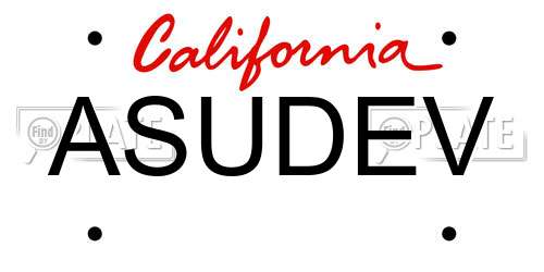 ASUDEV California License Plate