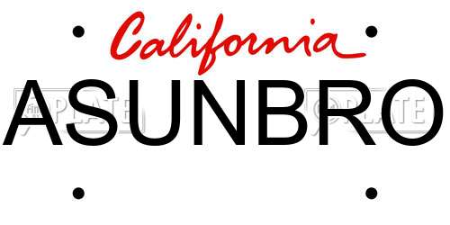 ASUNBRO California License Plate
