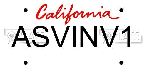 ASVINV1 California License Plate