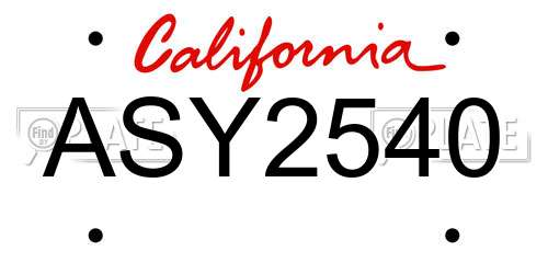 ASY2540 California License Plate