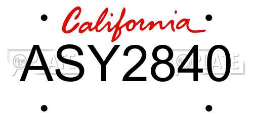 ASY2840 California License Plate