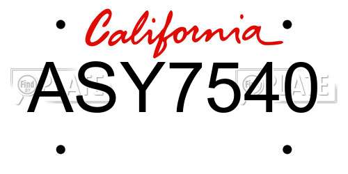 ASY7540 California License Plate