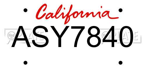 ASY7840 California License Plate