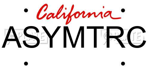 ASYMTRC California License Plate