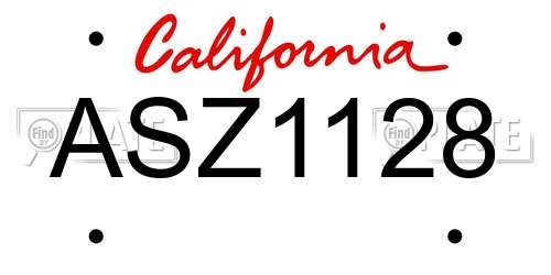 ASZ1128 California License Plate