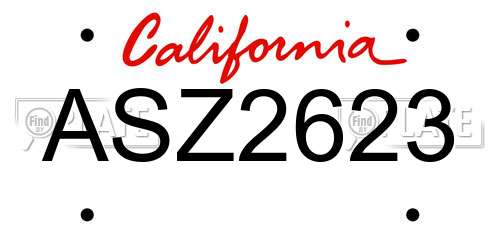 ASZ2623 California License Plate