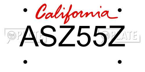 ASZ55Z California License Plate