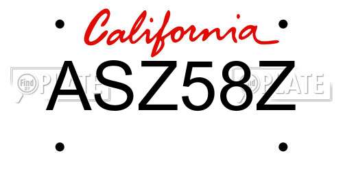 ASZ58Z California License Plate